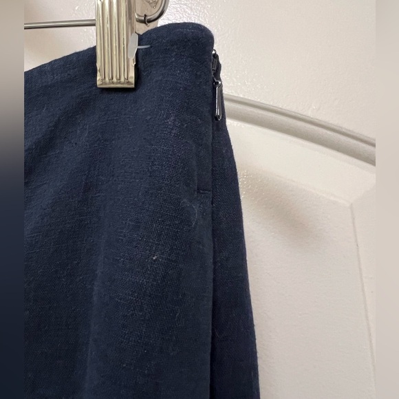 NWOT Vince Navy Blue Linen Blend Cropped Wide Leg Pants - Picture 4 of 9